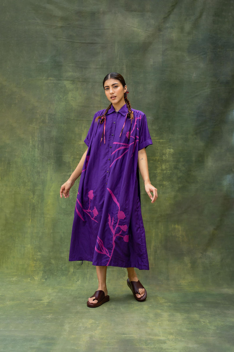 Zora Embroidered Dress by Doodlage in purple color for women in Singapore