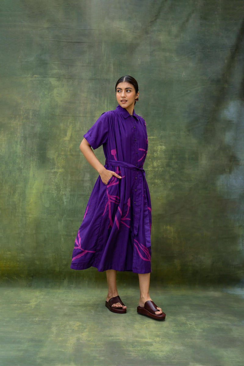 Zora Embroidered Dress by Doodlage in purple color for women in Singapore