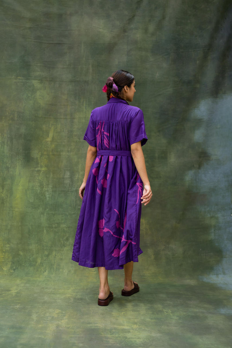 Zora Embroidered Dress by Doodlage in purple color for women in Singapore