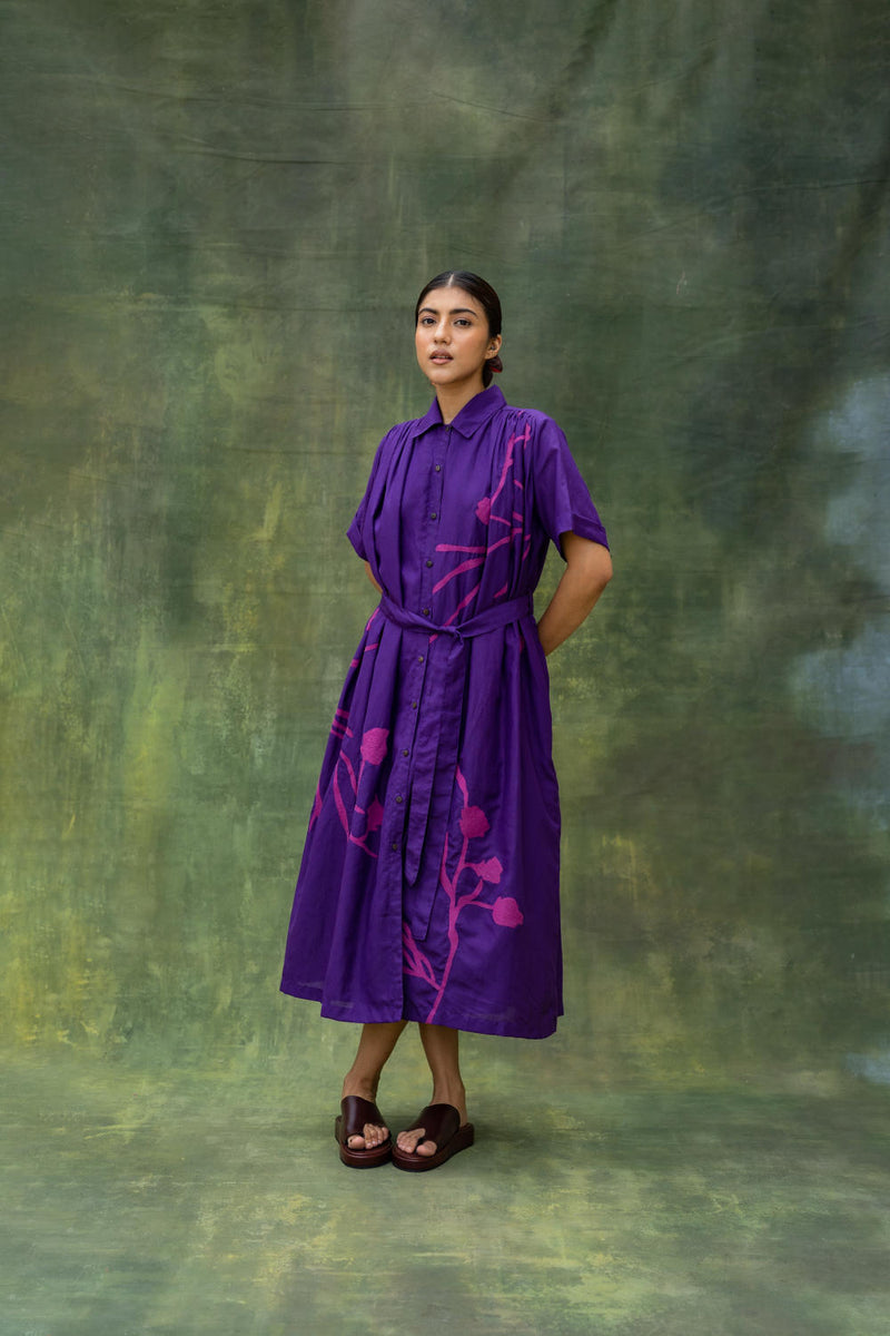 Zora Embroidered Dress by Doodlage in purple color for women in Singapore