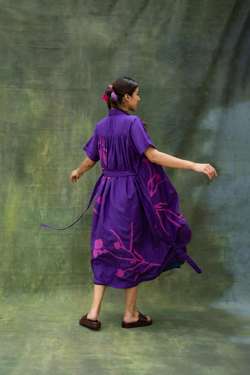 Zora Embroidered Dress by Doodlage in purple color for women in Singapore