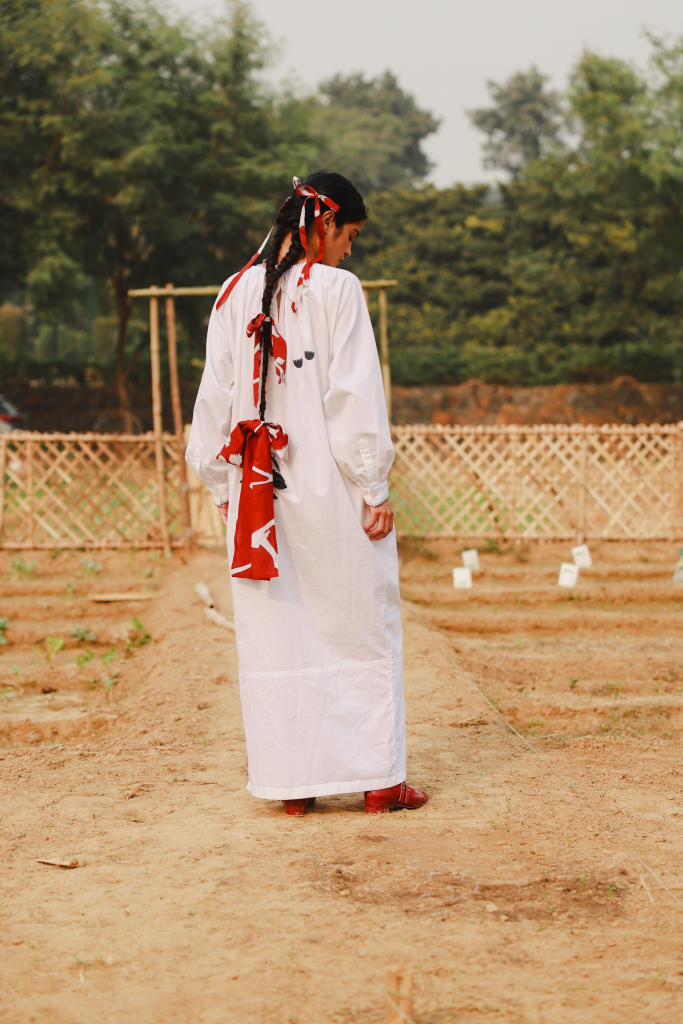 ASTRID WHITE DRESS upcycled cotton by Doodlage in white color for women in Singapore