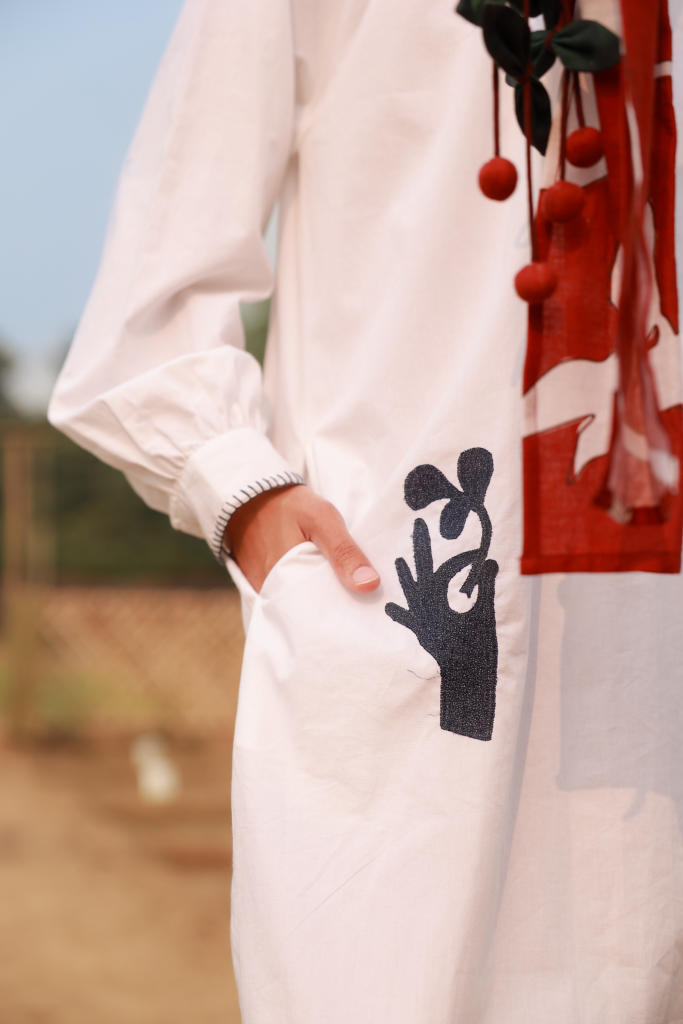 ASTRID WHITE DRESS upcycled cotton by Doodlage in white color for women in Singapore