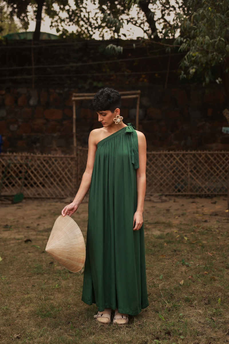 DARLY EMERALD DRESS bemberg by Doodlage in green color for women in Singapore