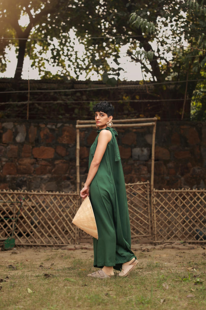 DARLY EMERALD DRESS bemberg by Doodlage in green color for women in Singapore