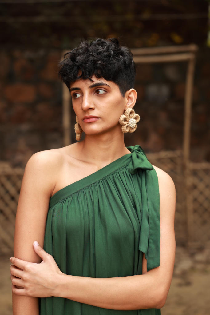DARLY EMERALD DRESS bemberg by Doodlage in green color for women in Singapore