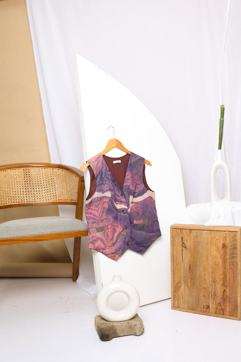 Francis printed coat by Doodlage in purple color for women in Singapore