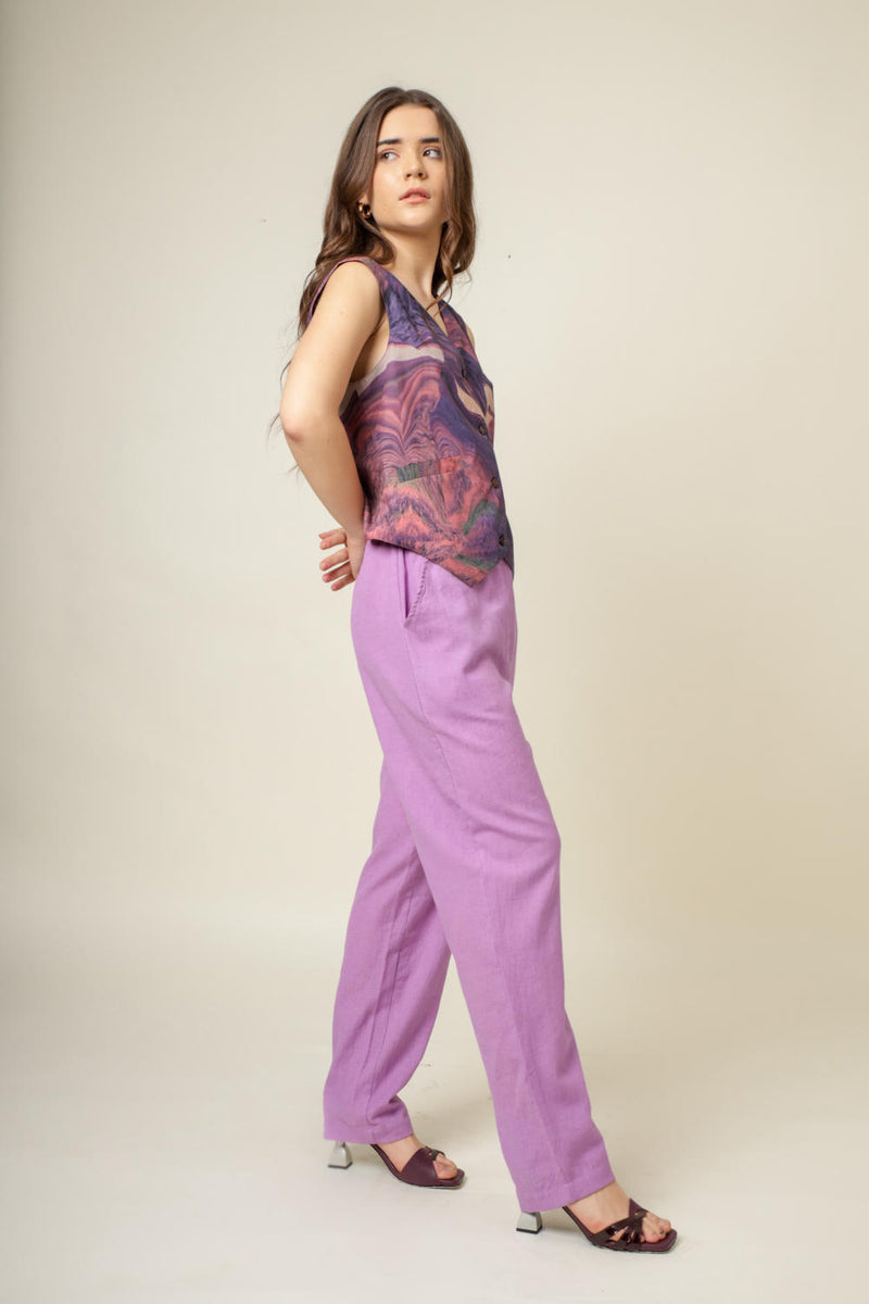 Francis printed coat by Doodlage in purple color for women in Singapore