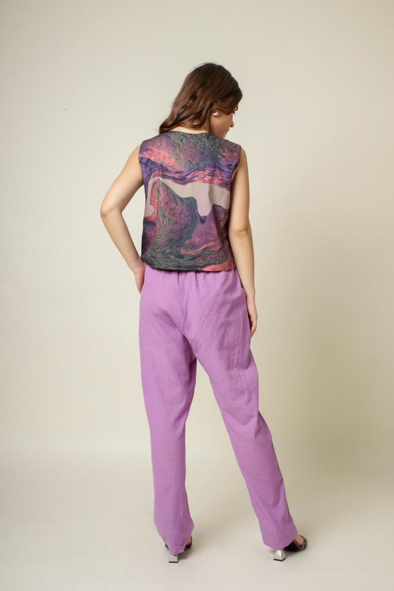Francis printed coat by Doodlage in purple color for women in Singapore