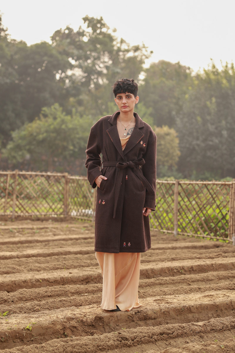 WILLOW BROWN OVERCOAT by Doodlage in brown color for in Singapore