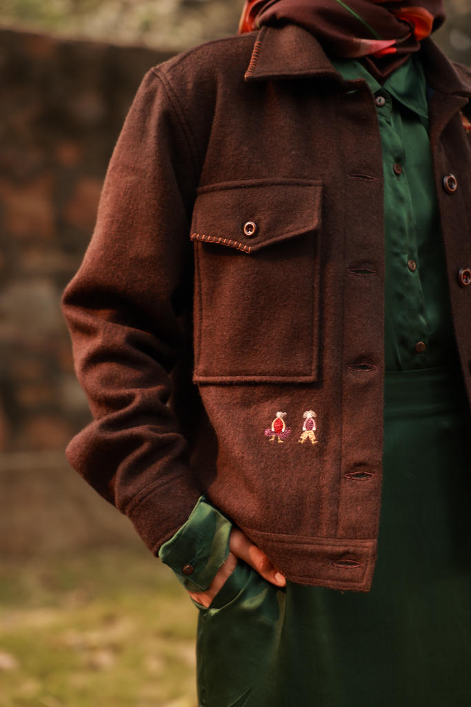 REMI BROWN JACKET by Doodlage in blue color for in Singapore
