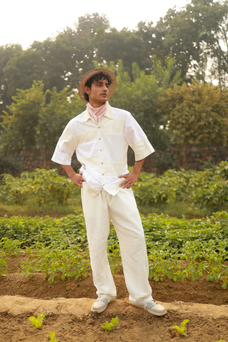 REGEN BEIGE PANTS linen by Doodlage in white color for men in Singapore