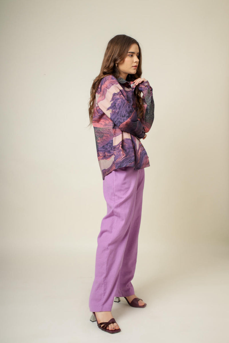 Earo printed shirt by Doodlage in purple color for women in Singapore
