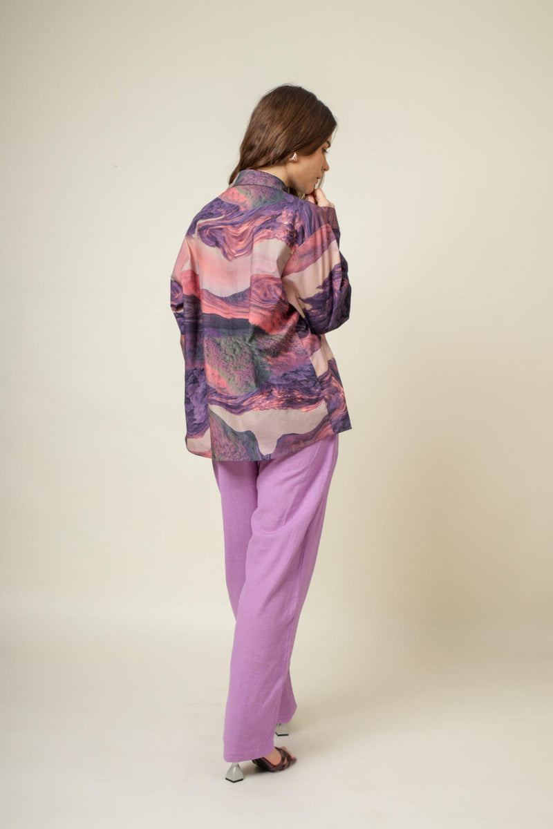 Earo printed shirt by Doodlage in purple color for women in Singapore