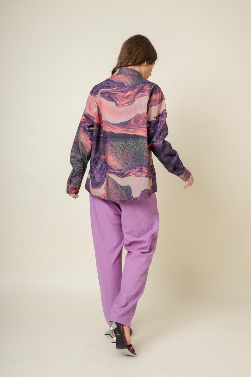 Earo printed shirt by Doodlage in purple color for women in Singapore