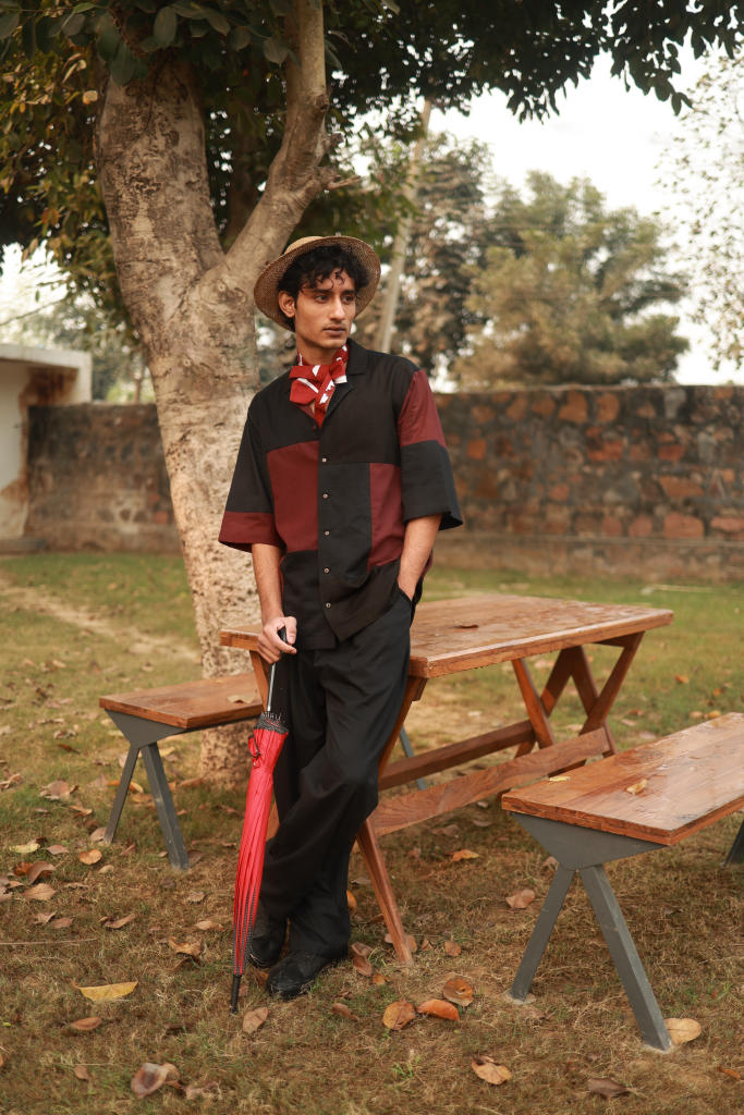 LEFT OVER BLACK SHIRT cotton by Doodlage in black color for men in Singapore