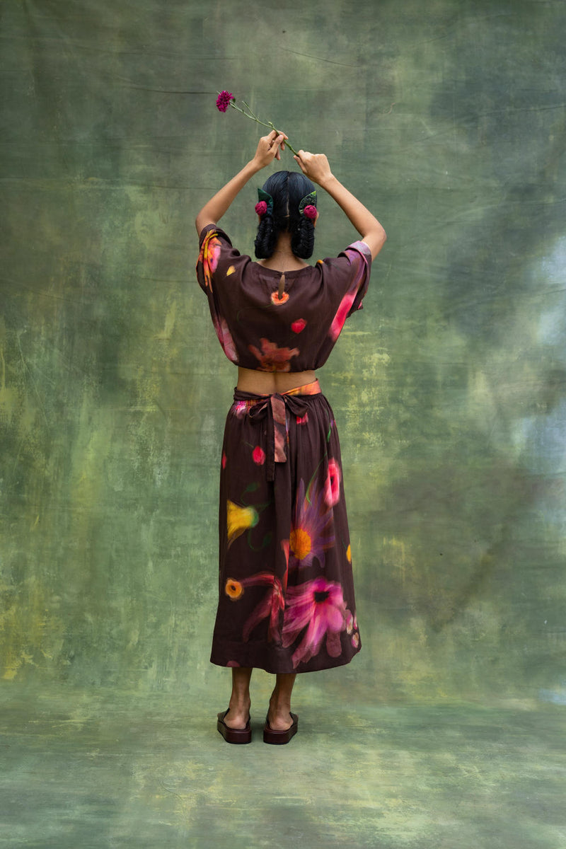 Mia Printed Skirt by Doodlage in brown color for women in Singapore