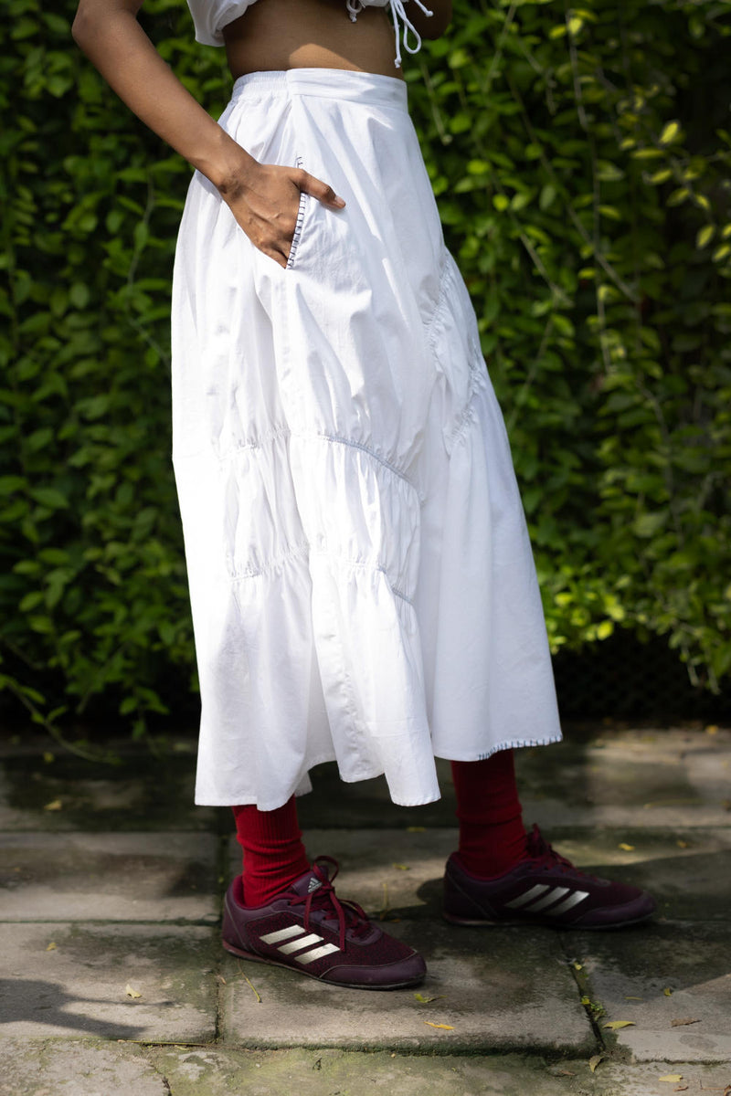 Lizzy White Skirt by Doodlage in white color for women in Singapore