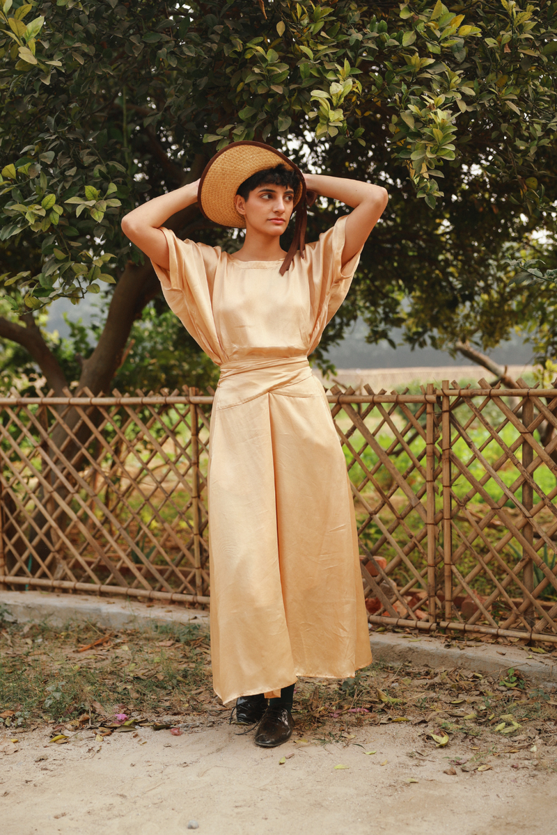 MIA BEIGE SKIRT bemberg by Doodlage in beige color for women in Singapore