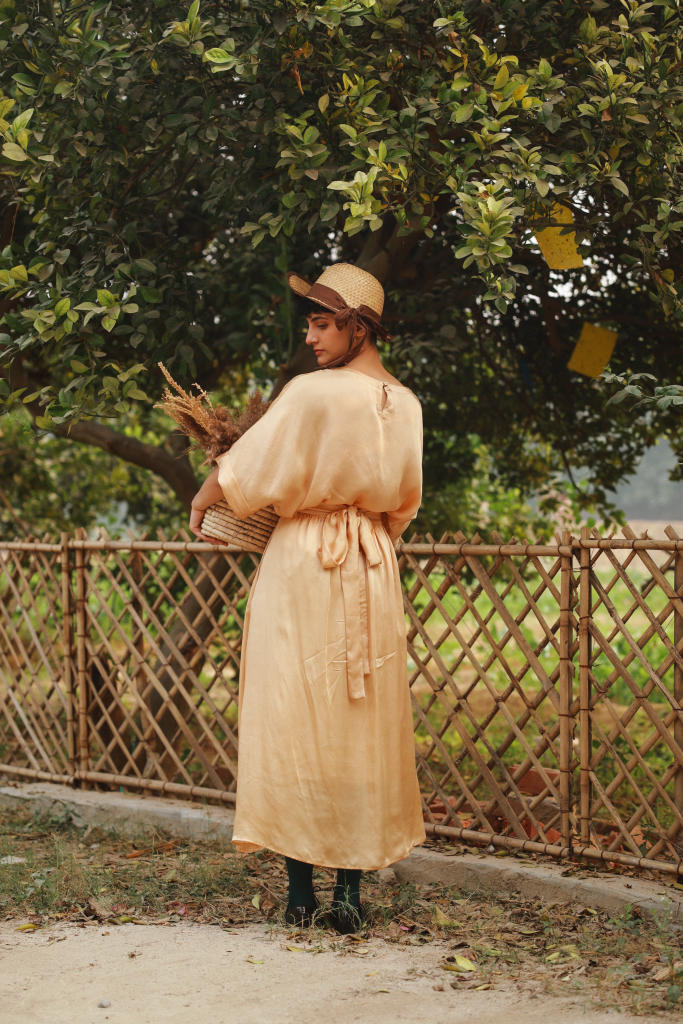 MIA BEIGE SKIRT bemberg by Doodlage in beige color for women in Singapore
