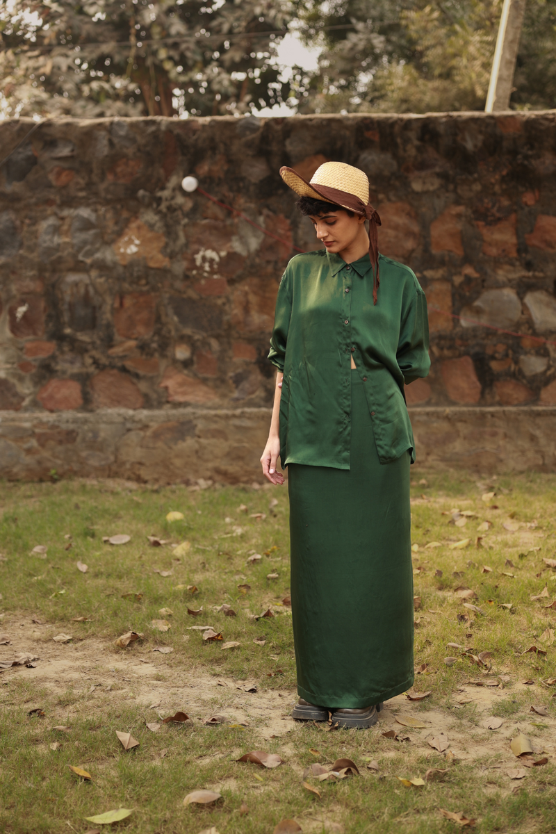 ABBY EMERALD SKIRT bemberg by Doodlage in green color for women in Singapore
