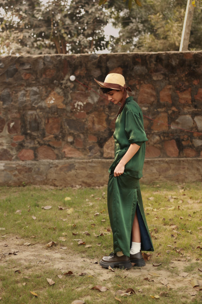 ABBY EMERALD SKIRT bemberg by Doodlage in green color for women in Singapore