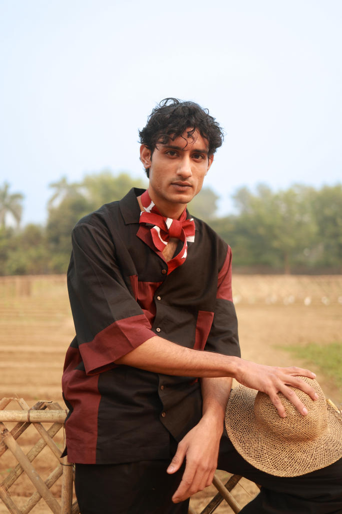 LEFT OVER BLACK PATCHWORK SET cotton by Doodlage in black color for men in Singapore