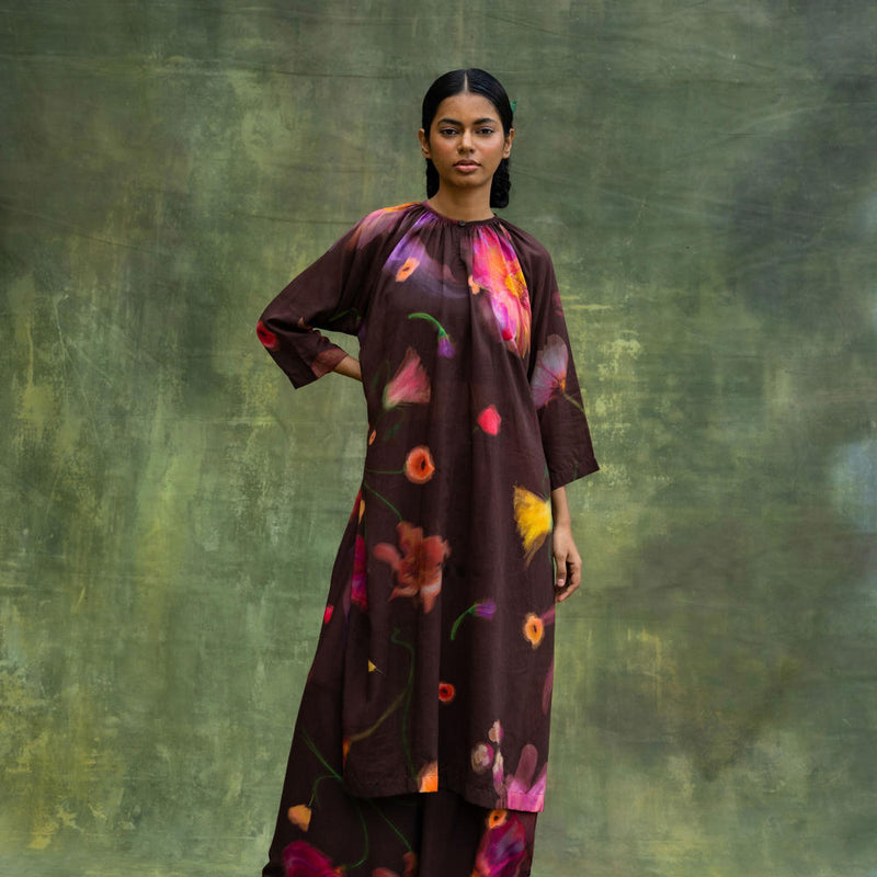 Hayde Printed Tunic by Doodlage in brown color for women in Singapore