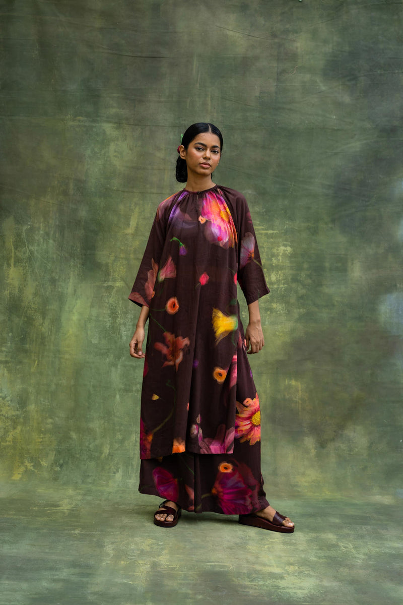 Hayde Printed Tunic by Doodlage in brown color for women in Singapore