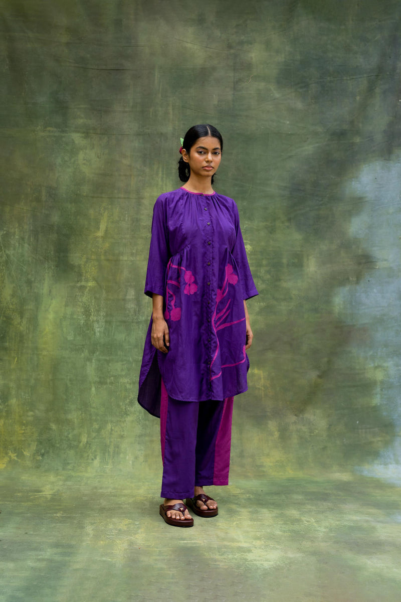 Naomi Embroidered Tunic by Doodlage in purple color for women in Singapore