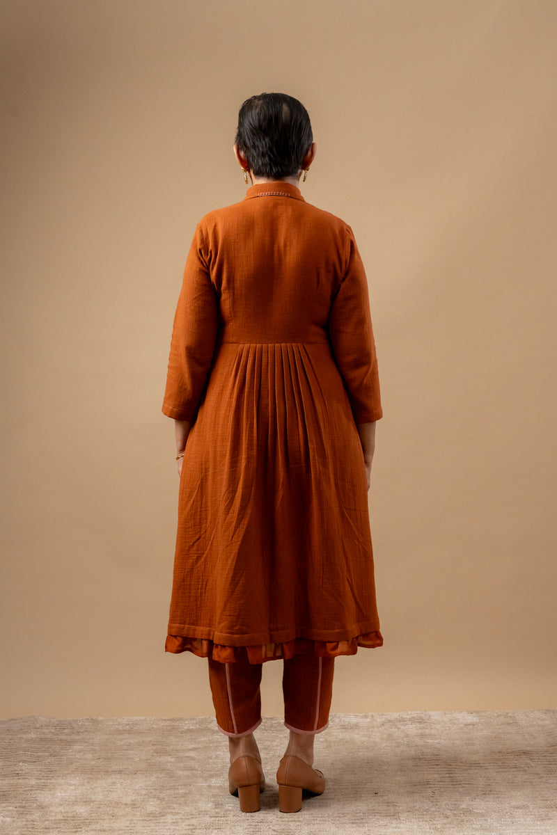 Carolle Shirt Dress organic cotton gauge by Doodlage in rust color for women in Singapore