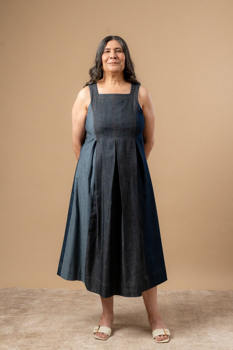 Natalie Denim Dress by Doodlage in blue color for women in Singapore