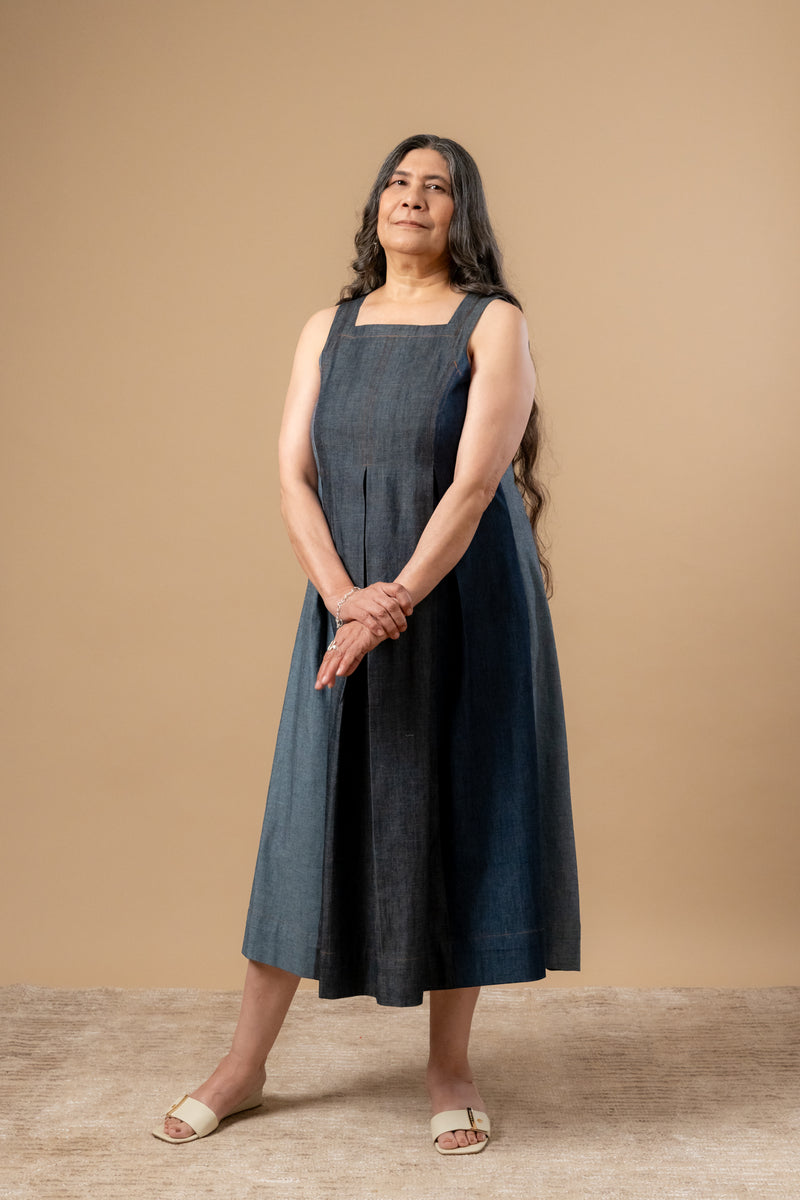 Natalie Denim Dress by Doodlage in blue color for women in Singapore