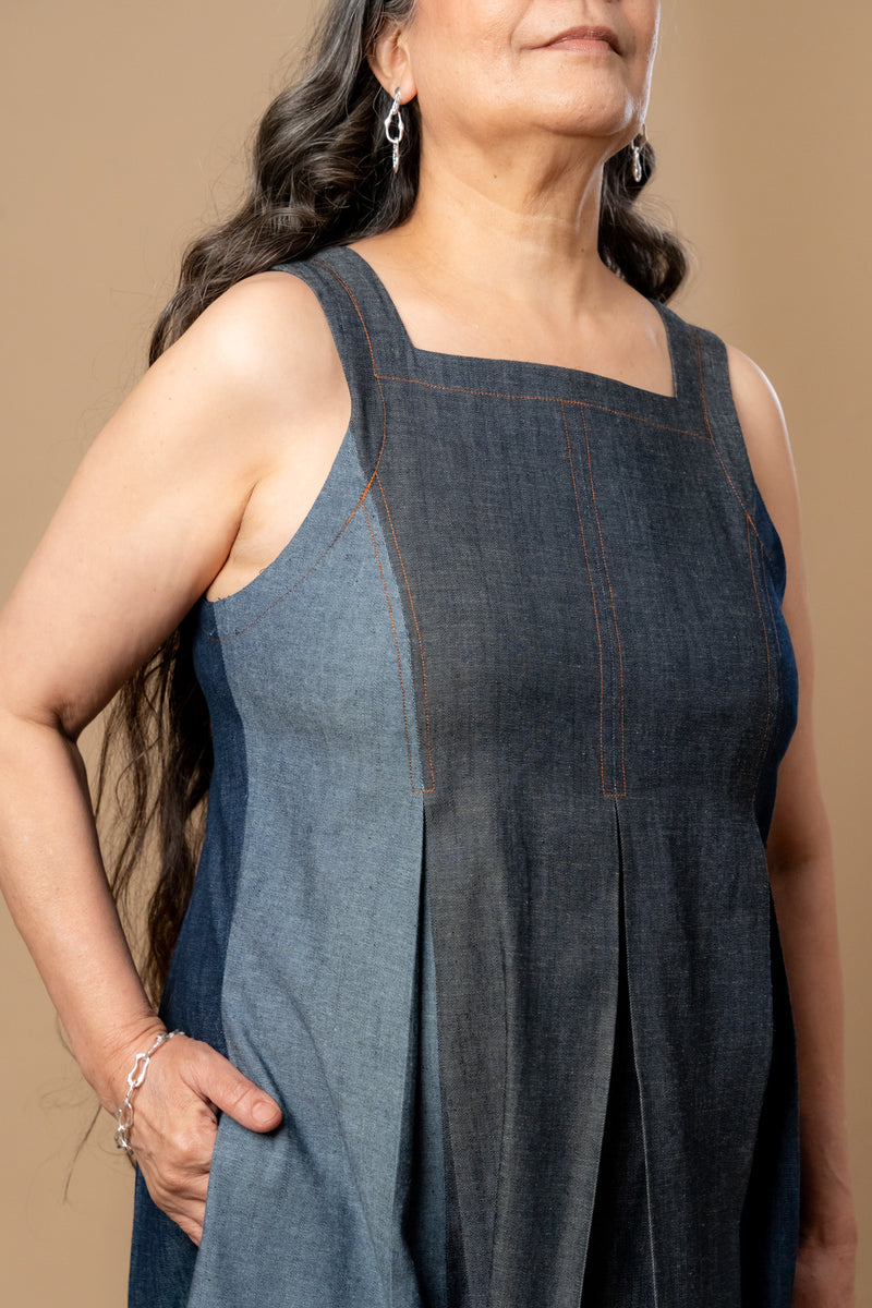 Natalie Denim Dress by Doodlage in blue color for women in Singapore