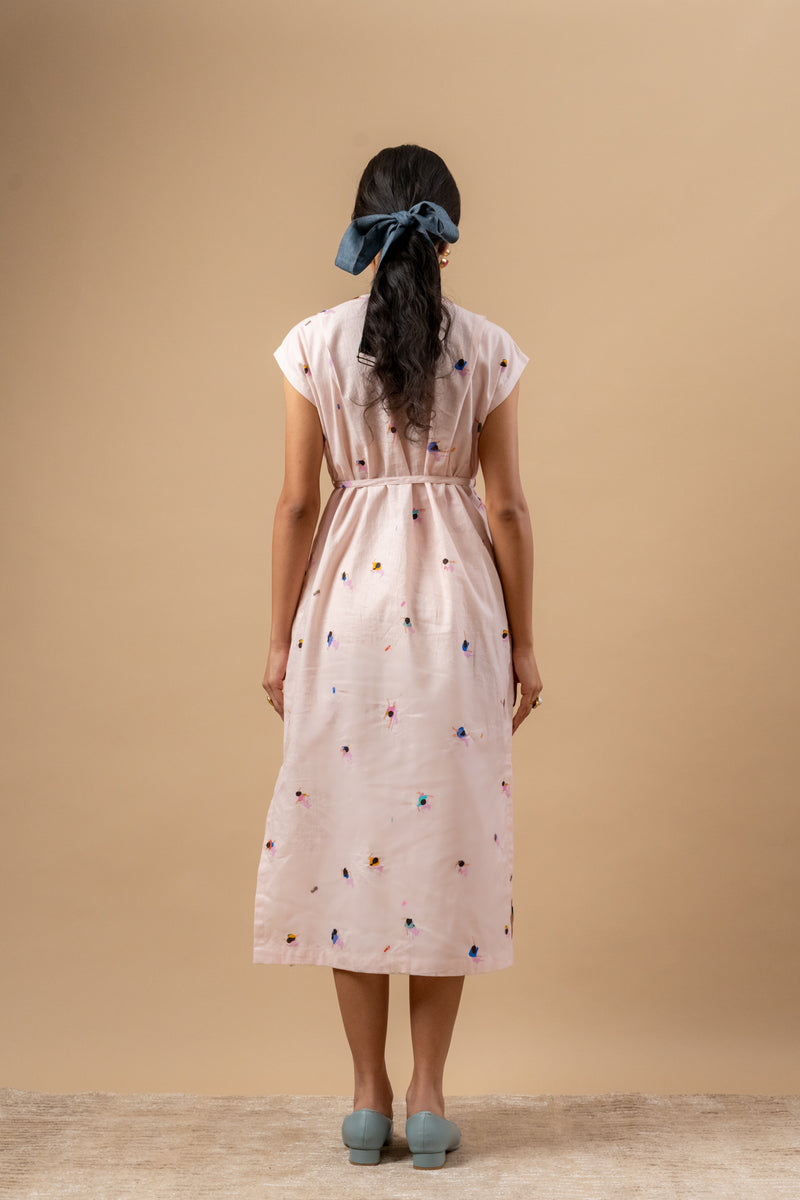Erna Printed Dress linen by Doodlage in pink color for women in Singapore
