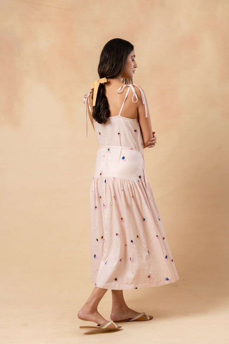 Crayon Wrap Dress linen by Doodlage in pink color for women in Singapore