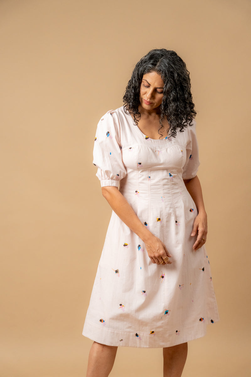 ISABELLE PRINTED DRESS by Doodlage in pink color for women in Singapore