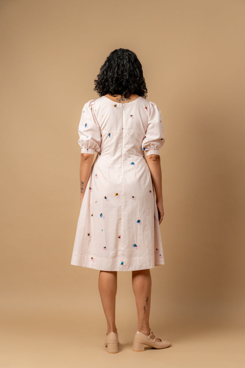 ISABELLE PRINTED DRESS by Doodlage in pink color for women in Singapore