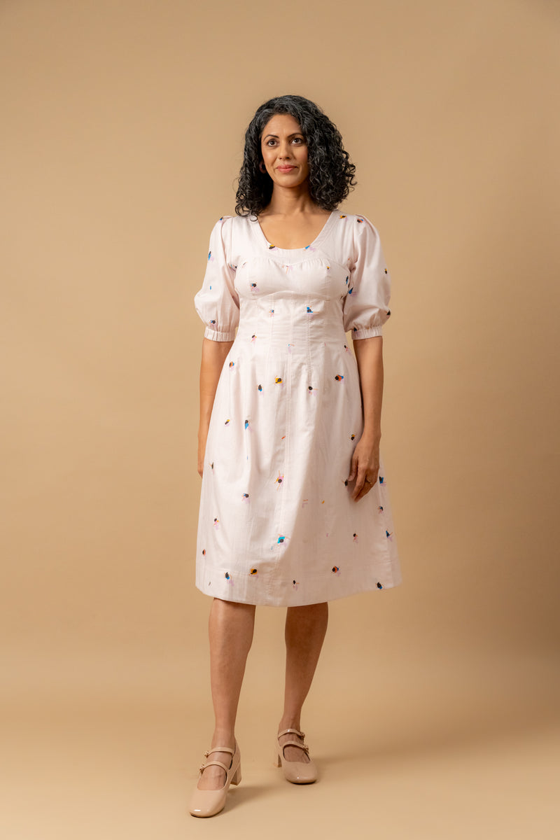 ISABELLE PRINTED DRESS by Doodlage in pink color for women in Singapore