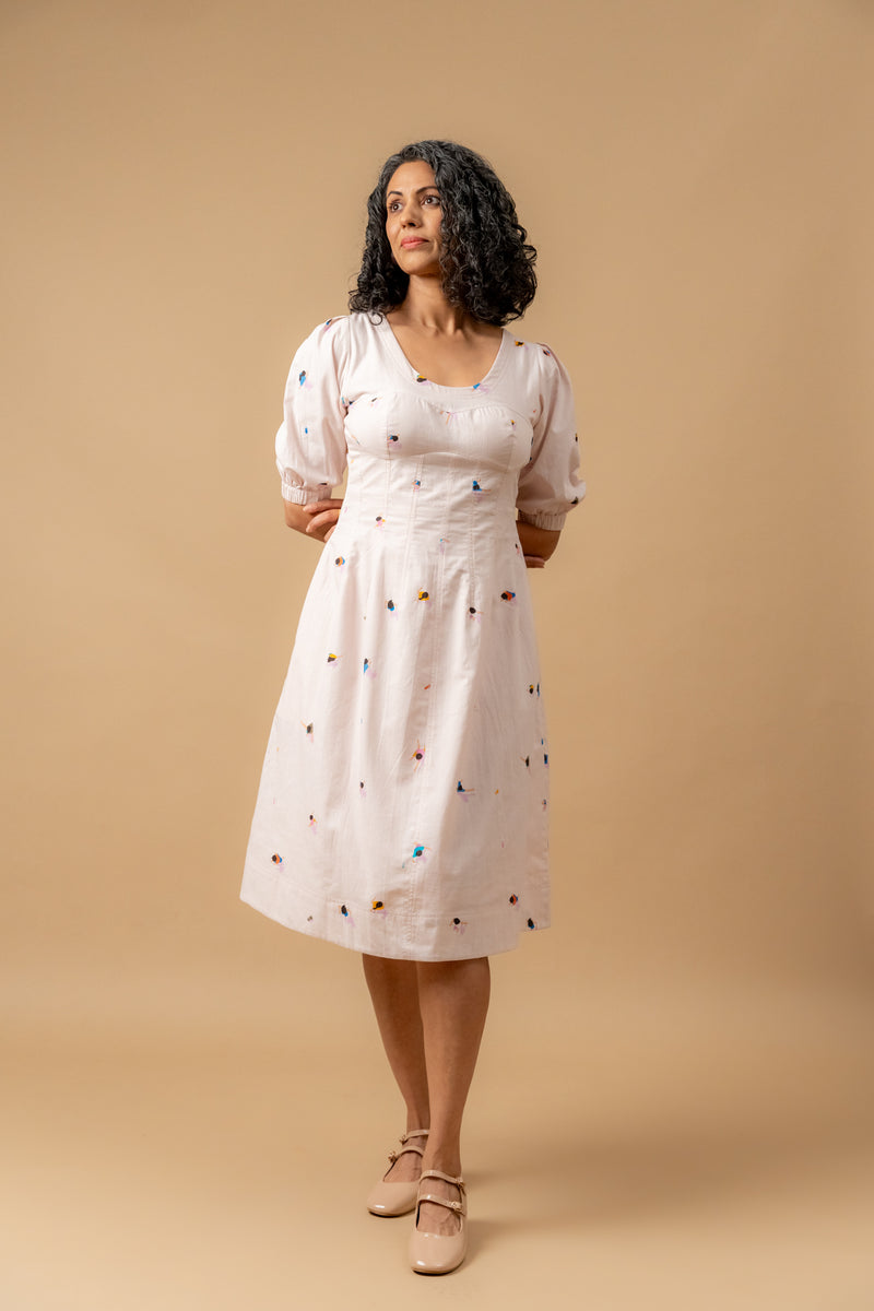 ISABELLE PRINTED DRESS by Doodlage in pink color for women in Singapore