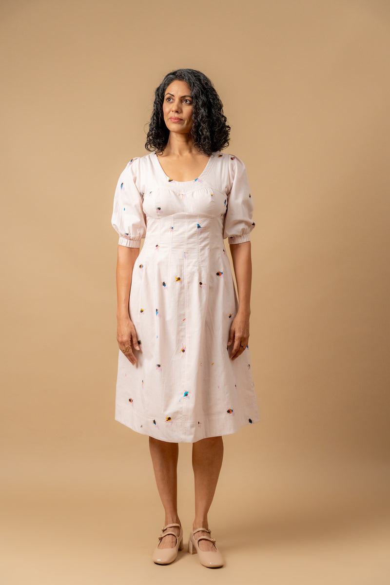ISABELLE PRINTED DRESS by Doodlage in pink color for women in Singapore