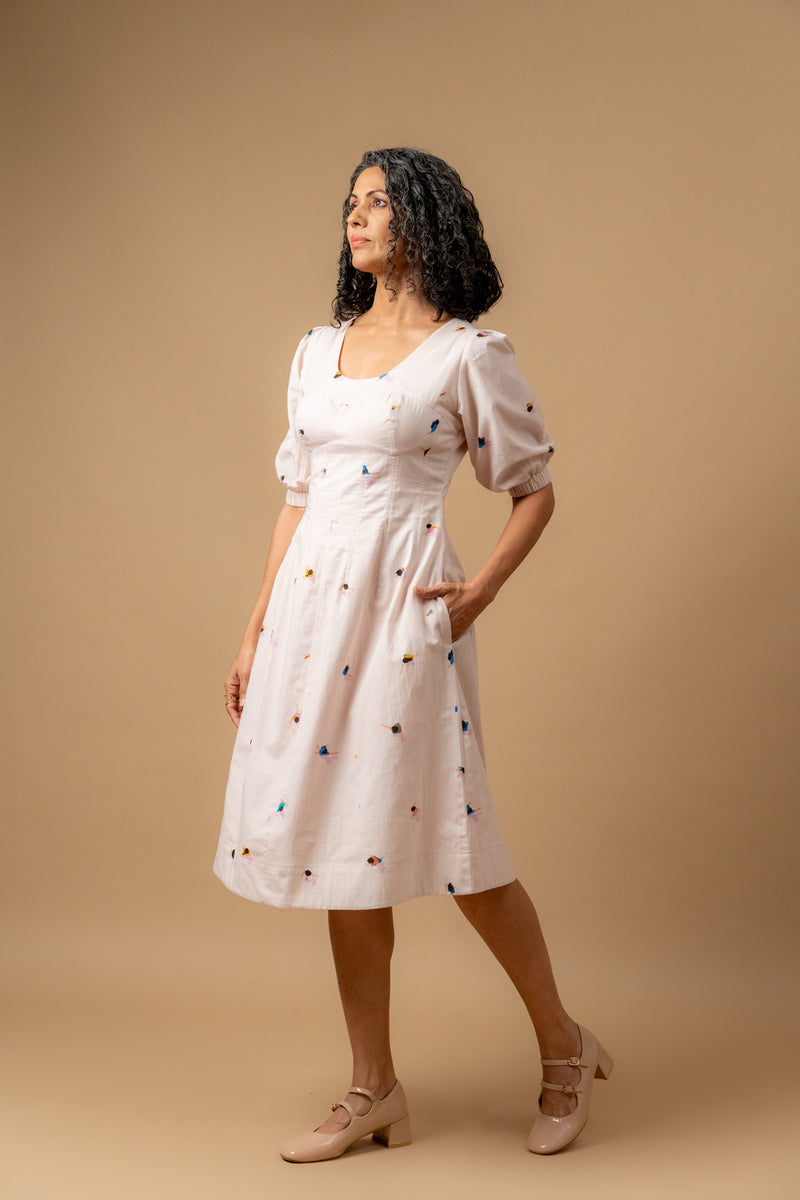 ISABELLE PRINTED DRESS by Doodlage in pink color for women in Singapore