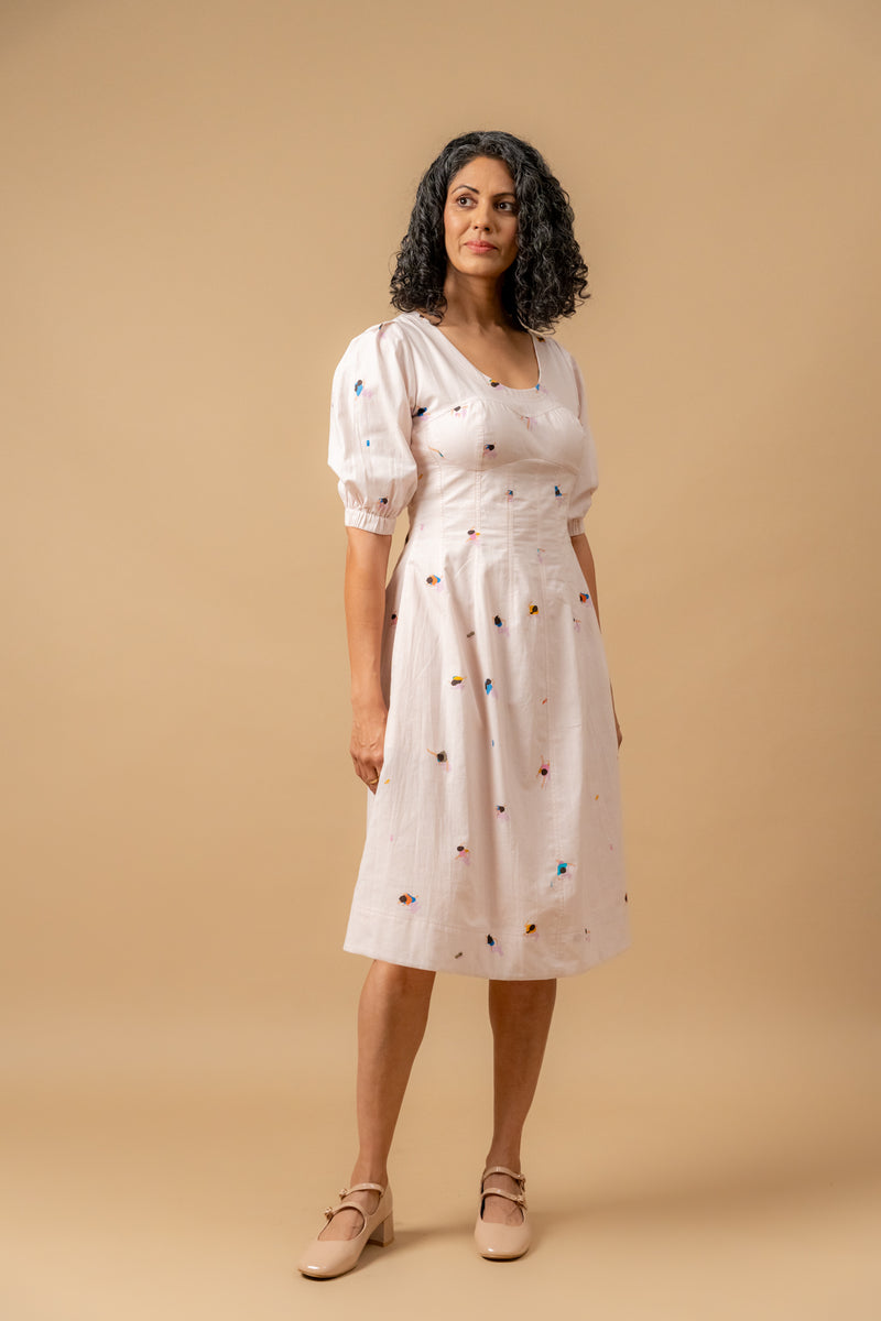 ISABELLE PRINTED DRESS by Doodlage in pink color for women in Singapore