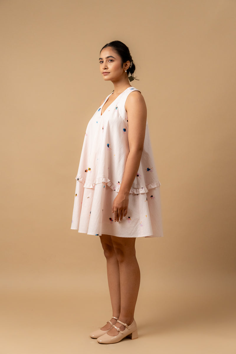 Daisy Daze Printed Dress by Doodlage in pink color for women in Singapore