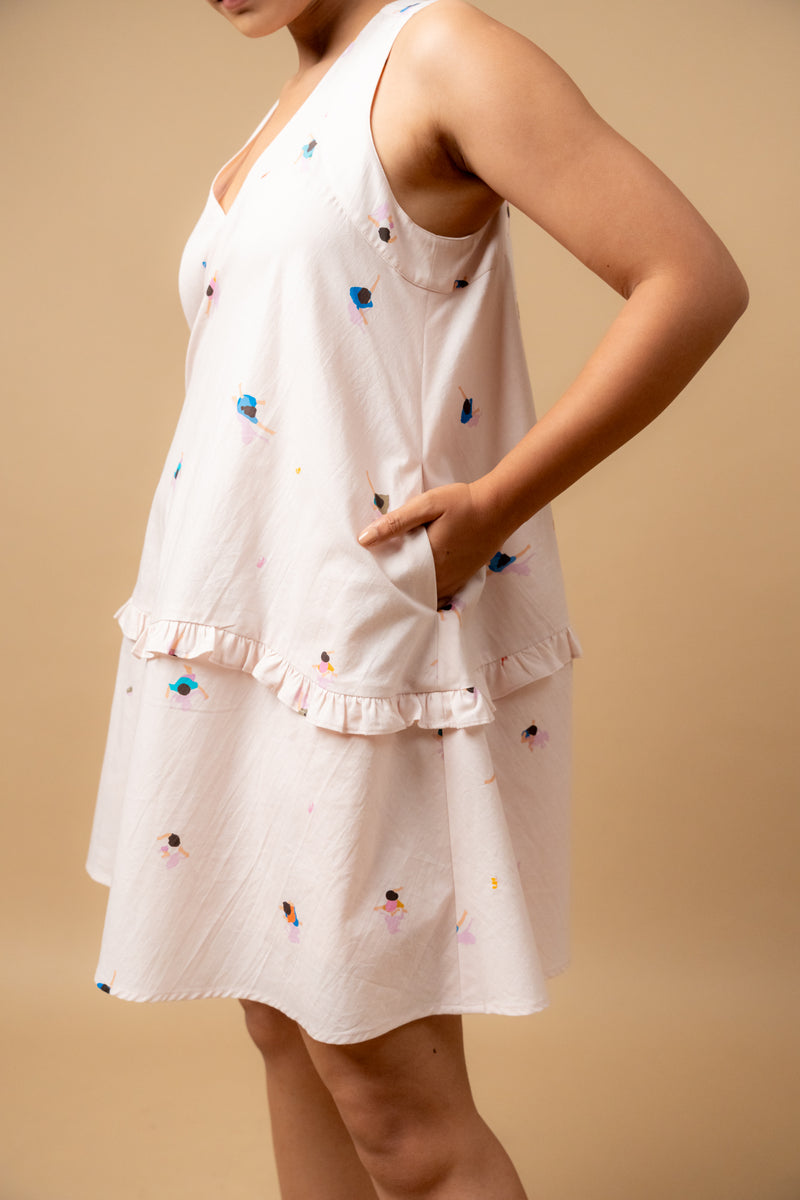 Daisy Daze Printed Dress by Doodlage in pink color for women in Singapore