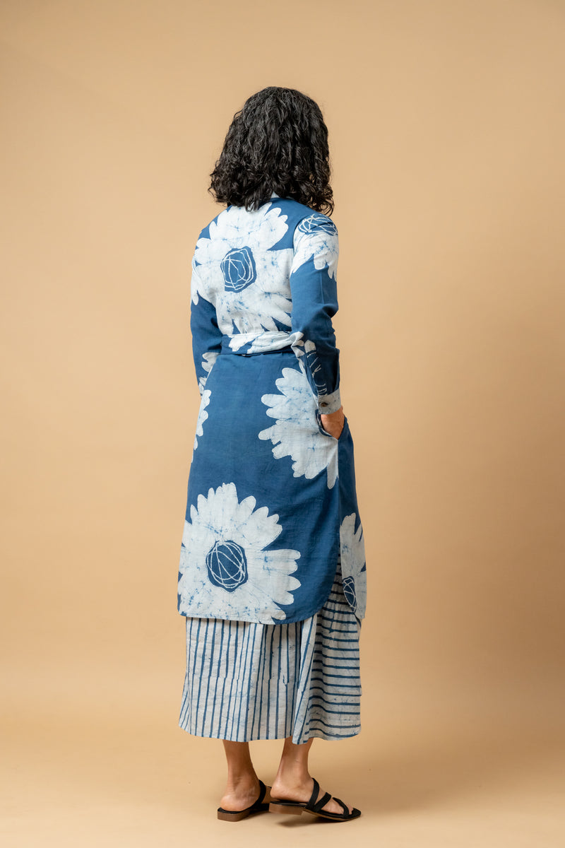 Thea batik flower dress by Doodlage in blue color for women in Singapore