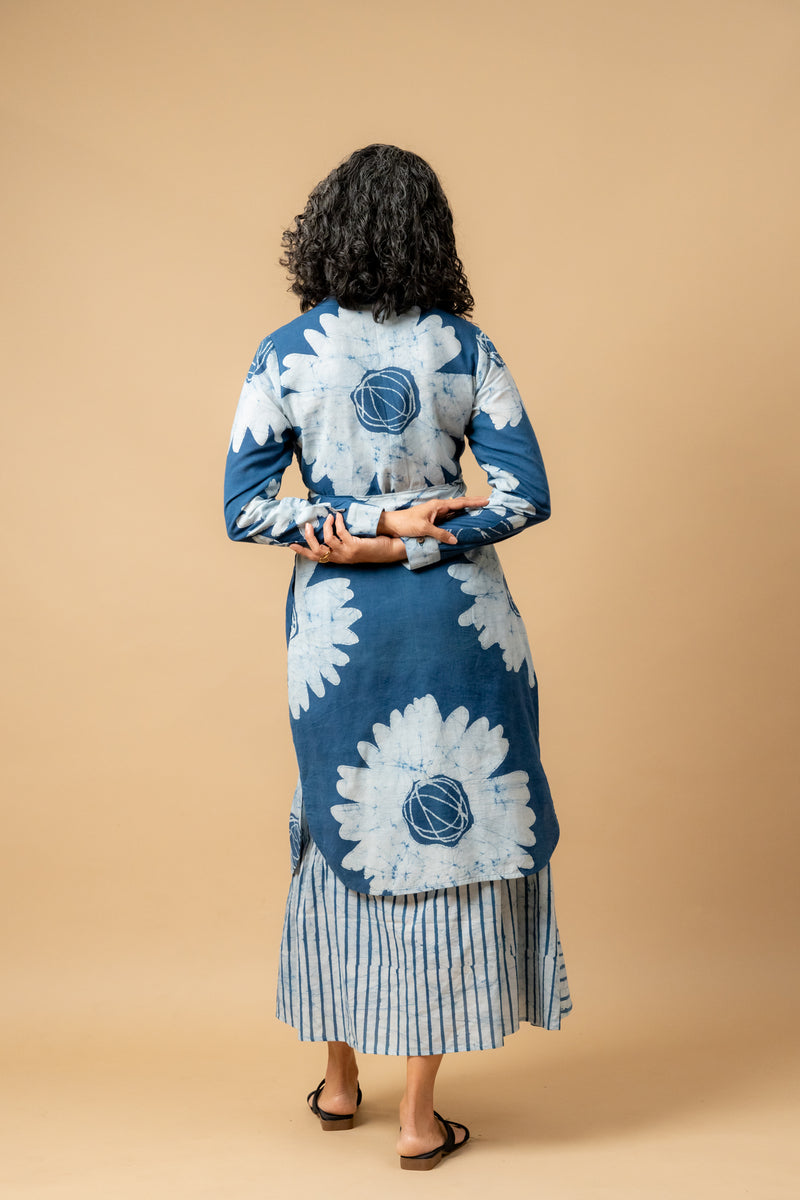 Thea batik flower dress by Doodlage in blue color for women in Singapore