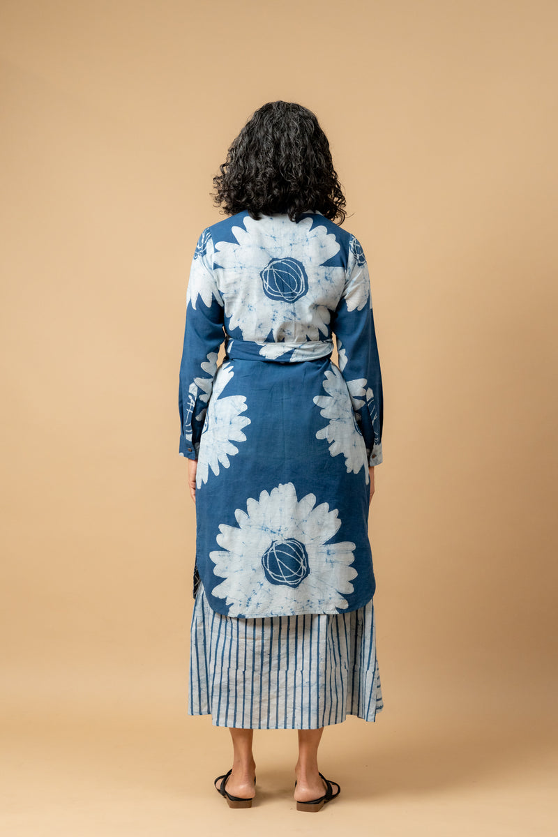 Thea batik flower dress by Doodlage in blue color for women in Singapore