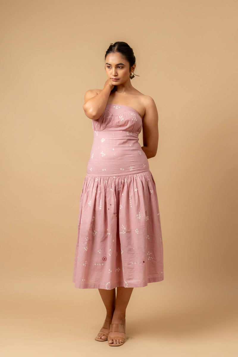 Bellblush bandhani dress by Doodlage in pink color for women in Singapore