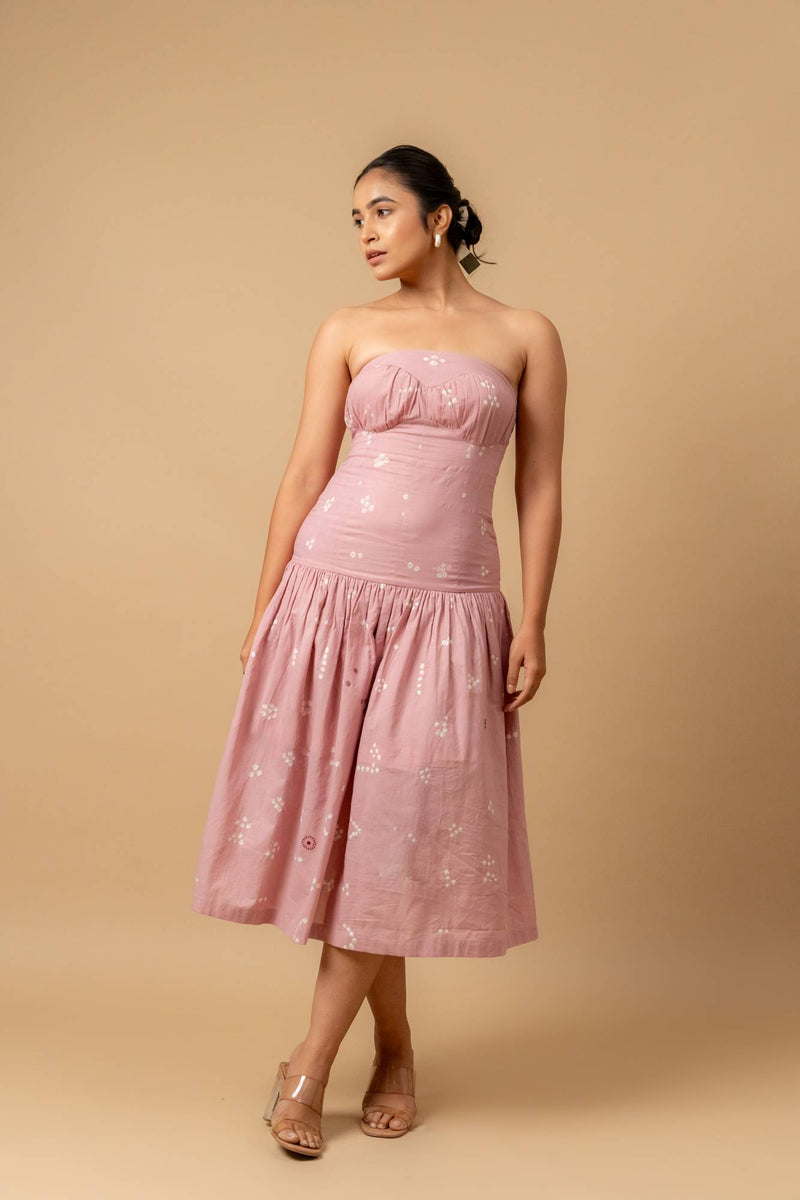 Bellblush bandhani dress by Doodlage in pink color for women in Singapore
